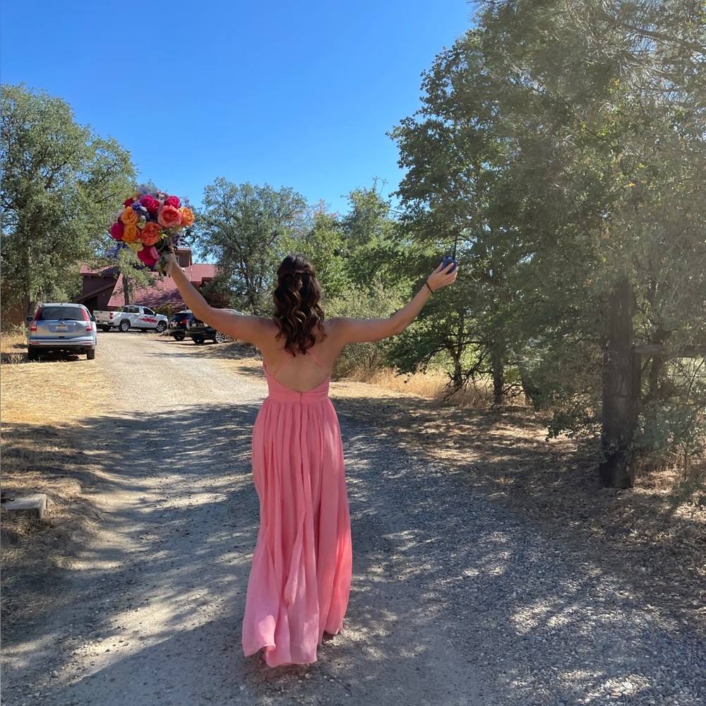 Meghan LA Pink Strapless Wedding Dress